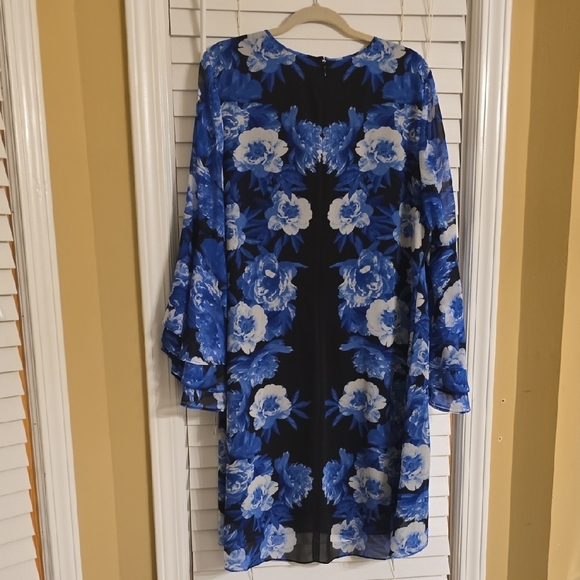 INC International Concepts Blue Floral Asymmetrical Dress - Picture 7 of 14